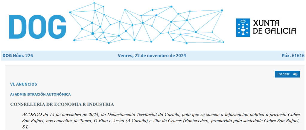 Nova tentativa de CSR para poñer en marcha a mina de Touro- O&nbsp;Pino