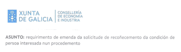 Recoñecemento da condición de persoa interesada nun&nbsp;procedemento
